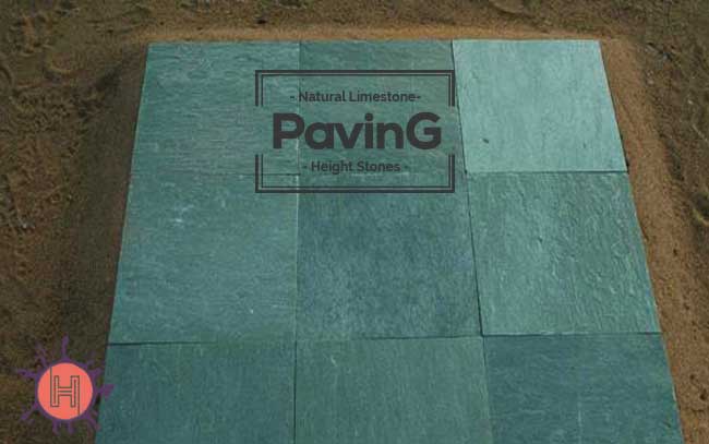 lime green limestone paving patio