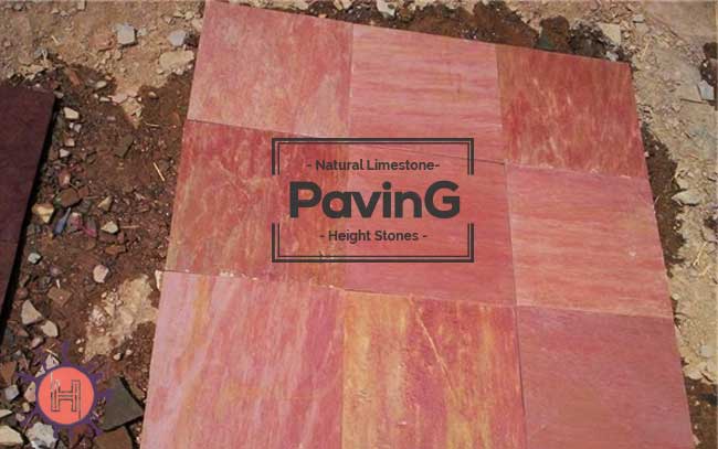 lime pink limestone paving patio