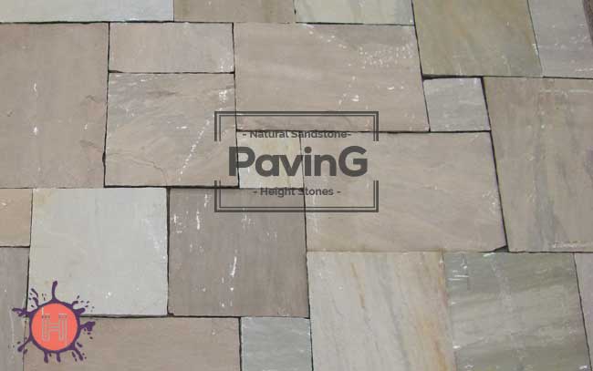 raj green sandstone paving patio