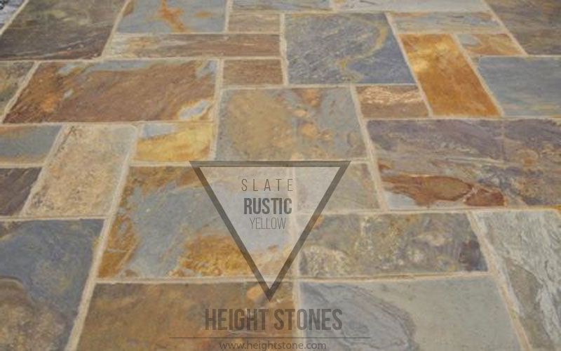 rustic yellow slate tiles slabs