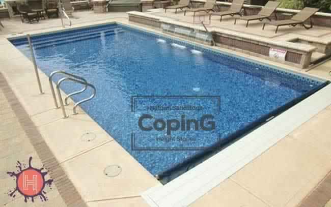 beige sandstone pool coping