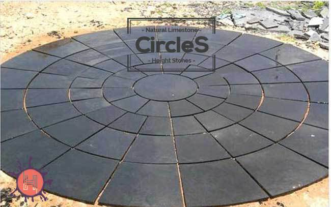black limestone paving circle