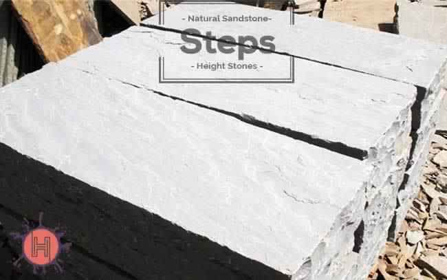 grey sandstone steps risers