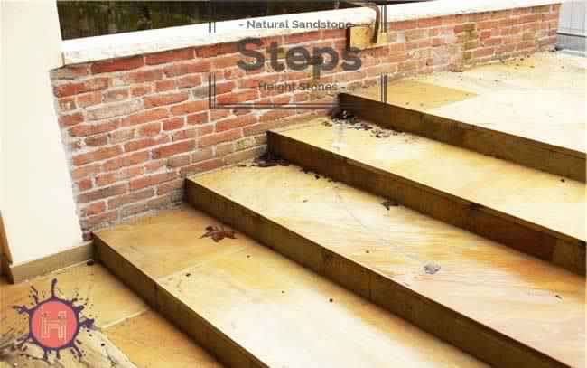 mint yellow sandstone steps risers